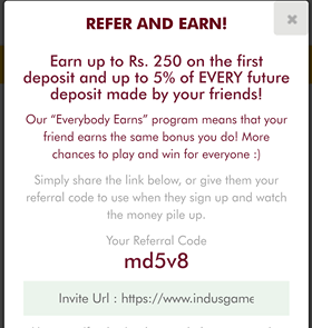 Indus Games Refer and Earn Program