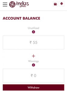 indus game money withdraw