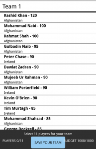 Make Teams On DuggOut Fantasy Cricket