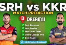 SRH vs KKR Dream11 team prediction