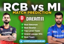 RCB vs MI Dream11 Team Prediction
