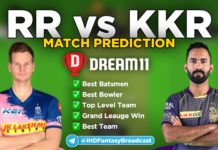 RR vs KKR Dream11 team prediction