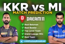 MI vs KKR Dream11 team prediction