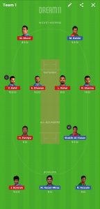 IND vs BAN 10th Warm-up game - ICC Cricket World Cup 2019 Dream11 Team