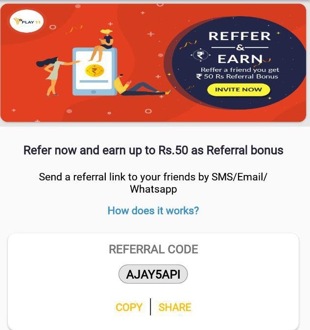 play11 refer and earn