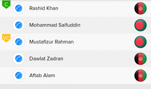 ICC WC Match 31st BAN Vs AFG Ballebaazi Bowling team