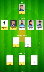 IND VS ENG Fanfight Fantasy Team For Todya's Match