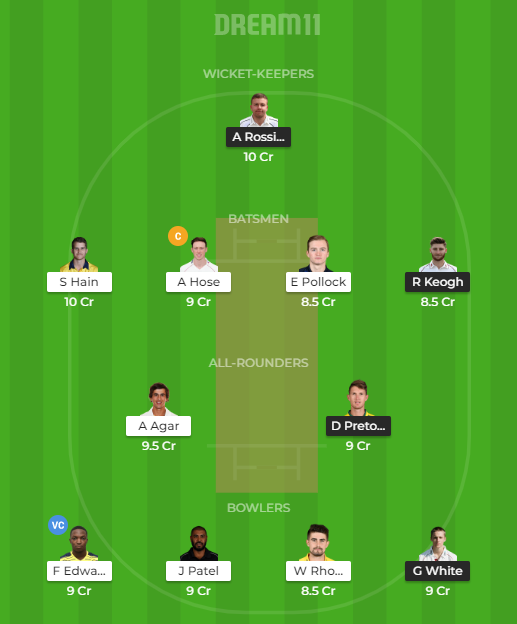 NOR vs WARKS Dream11 Grand League Team