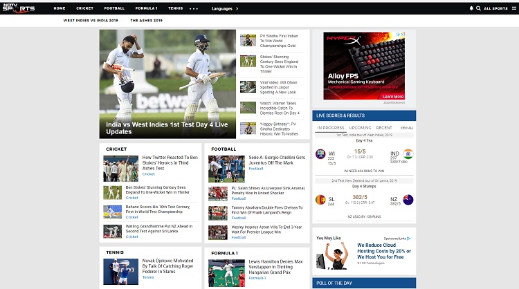 sports ndtv live scores site