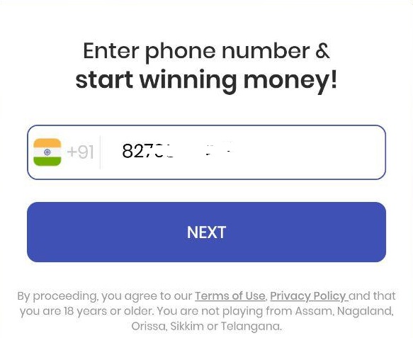 gamezop enter mobile number