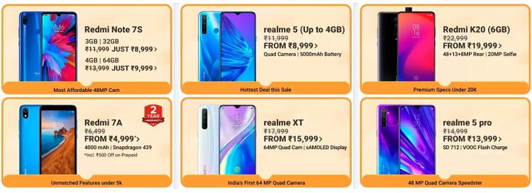 smartphone sale big billion day 2019