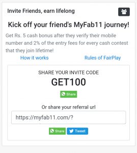 MyFab11 Refer & Earn Program 