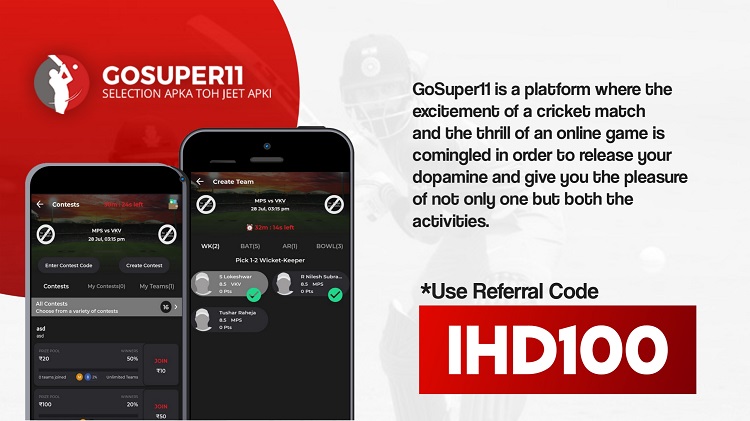 GoSuper11 Referral Code: IHD100, APK Download & Earn Rs.101 Bonus