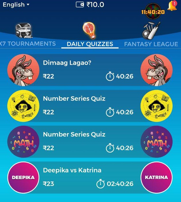 winzo app daily quizzes