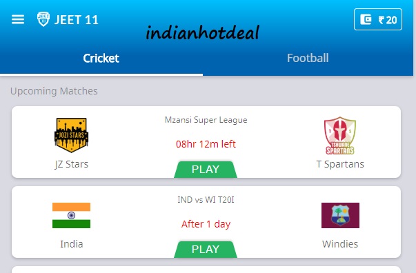 jeet11 fantasy dashbaord