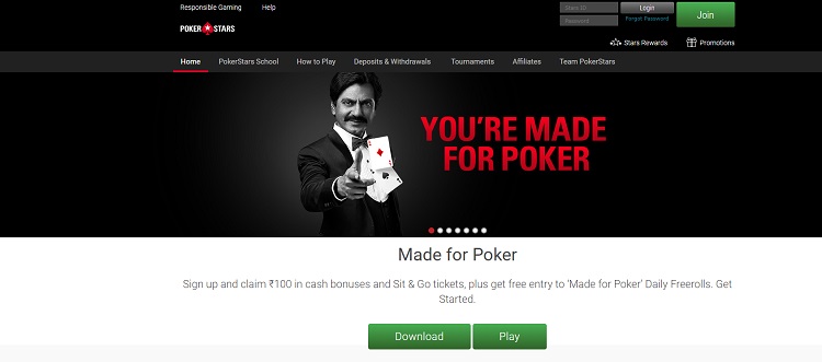 pokerstars website in india