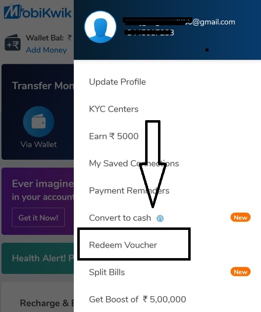 mobikwik redeem voucher tab