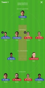 IN-W vs AU-W Dream11 Grand League Team