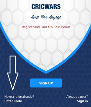 cricwars referral code