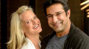 Wasim Akram with his wife