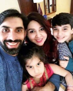 Misbah ul Haq with his wife and kids