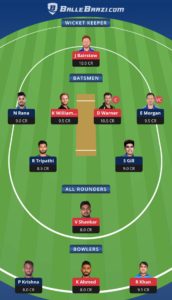 KKR vs SRH Balebaazi Team For Grand League