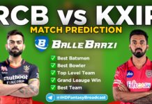 IPL 2020 - Match 5 KXIP vs RCB Ballebazi Team Prediction Today Match