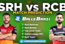 IPL 2020 - Match 3 SRH vs RCB Ballebazi Team Prediction Today Match