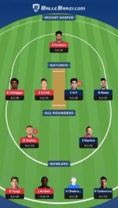 RR vs KKR Ballebaazi Team for small league