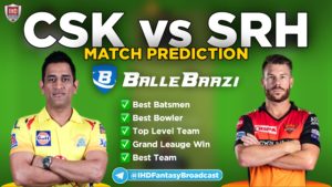 IPL 2020 - Match 14 CSK vs SRH Ballebaazi Team Prediction Today Match