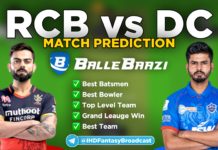 IPL 2020 - Match 19 RCB vs DC Ballebaazi Team Prediction Today Match