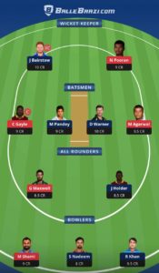 KXIP vs SRH Ballebaazi Team for small league