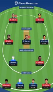 MI vs SRH Balebaazi Team For Grand League