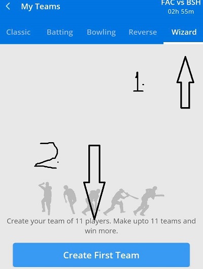 ballebaazi wizard fantasy create team
