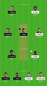 SRH vs RCB Dream11 Team For Grand League