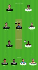 SRH vs RCB Dream11 Team for small league