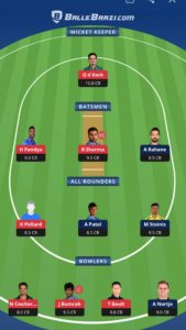 MI vs DC Balebaazi Team For Grand League