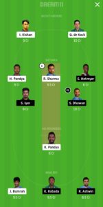 MI vs DC Dream11 Small for Grand League