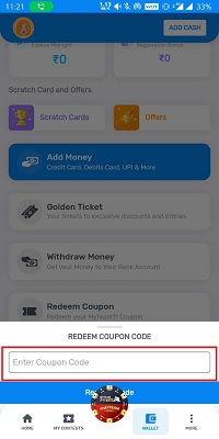 Myteam11 redeem the coupon