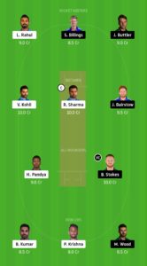 IND Vs ENG Dream11 Team for small league
