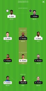 DC vs MI Dream11 Team For Grand League