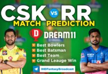 RR vs CSK Dream11 Team Prediction