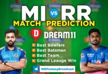 RR vs MI Dream11 Team Prediction