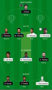 SL vs IND Dream11 Team For Grand League