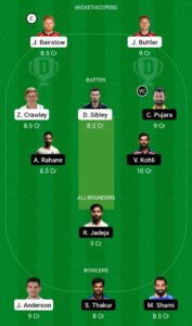 ENG vs IND Dream11 Team for Grand League