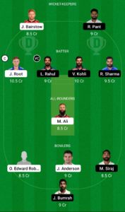 ENG vs IND Dream11 Team for Small League