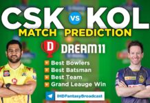 CSK vs KOL Dream11 Team Prediction