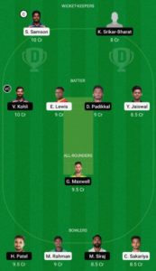 RR vs RCB Dream11 team small league