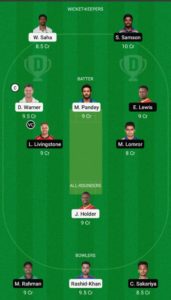 SRH vs RR Dream11 team grand league