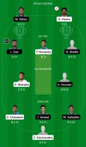 SL vs BAN Dream11 Team For Grand League